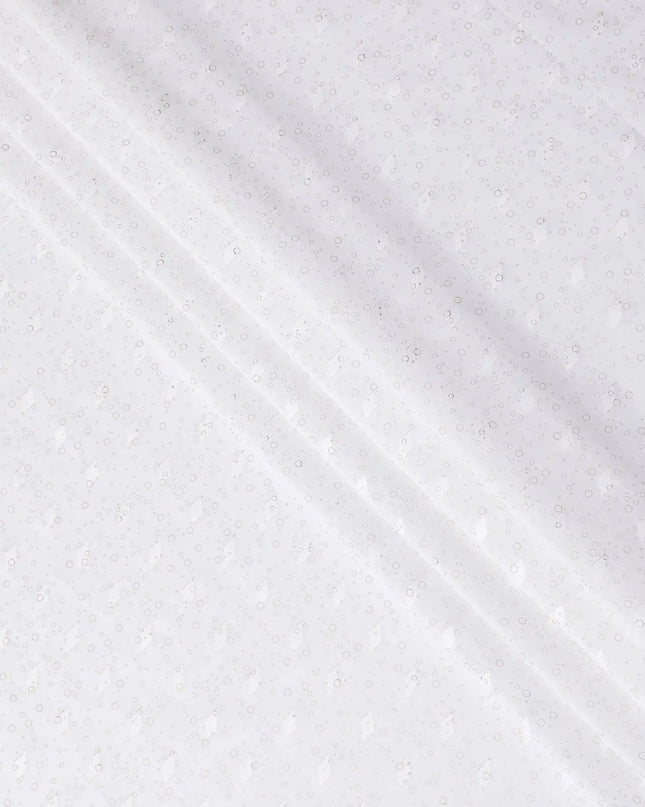 White cotton voile fabric with gold foil and jacquard in abstract design-D15746 Regal Fabrics