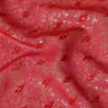 Raspberry red cotton voile fabric with gold foil and jacquard in floral design-D15748
