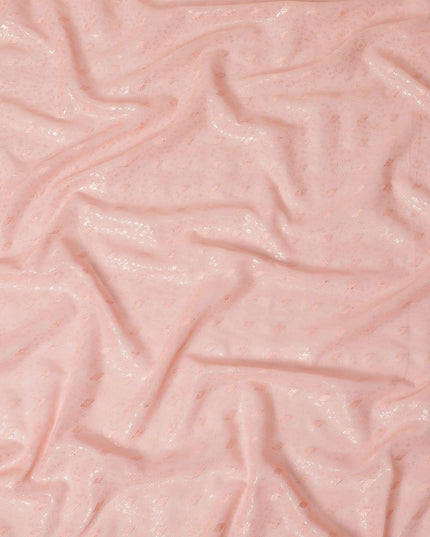 قماش الفوال القطني باللون الوردي الليموني مع رقائق ذهبية وجاكار بتصميم زهور -D15749