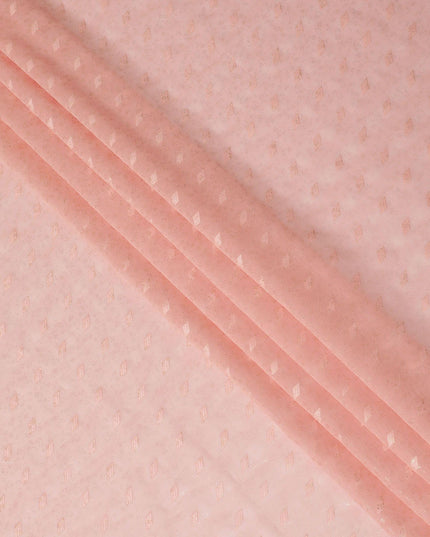 قماش الفوال القطني باللون الوردي الليموني مع رقائق ذهبية وجاكار بتصميم زهور -D15749