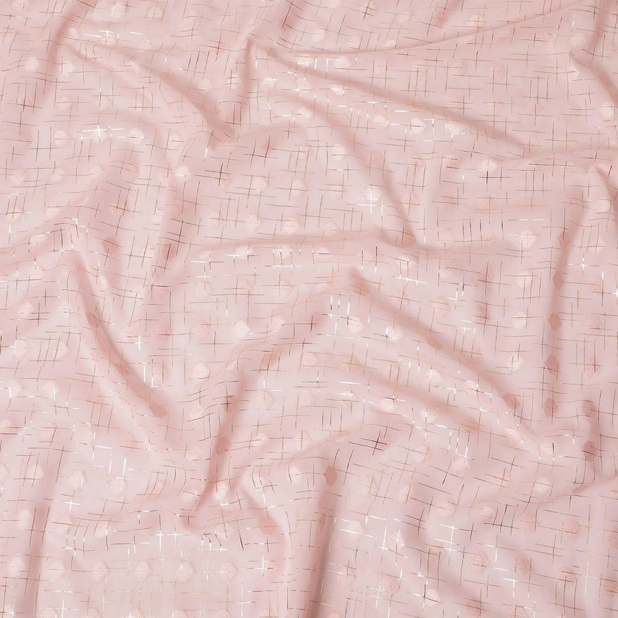 Lemonade pink cotton voile fabric with gold foil and jacquard in abstract design-D15752 Regal Fabrics