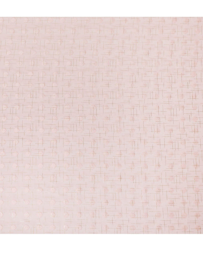 قماش الفوال القطني باللون الوردي الليموني مع رقائق ذهبية وجاكار بتصميم تجريدي -D15752