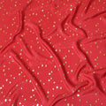 Raspberry red crepe silk fabric with gold and similar color jacquard in abstract design-D15758 Regal Fabrics