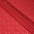 Raspberry red crepe silk fabric with gold and similar color jacquard in abstract design-D15758 Regal Fabrics