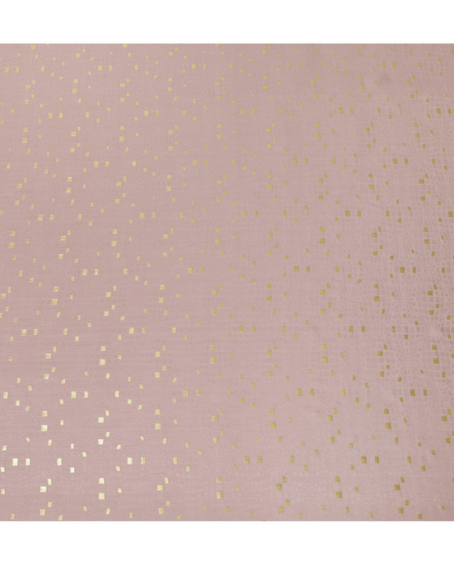 قماش حرير كريب بني لاتيه مع جاكار ذهبي اللون ومماثل بتصميم تجريدي - D15760