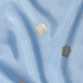 Arctic blue crepe silk fabric with gold and similar color jacquard in floral design-D15767