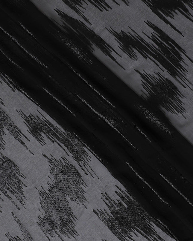 Black Premium pure French (Fransawi) silk chiffon fabric with same tone metallic lurex in abstract design-D16282