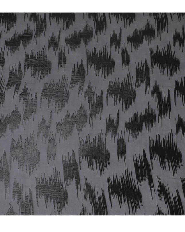 Black Premium pure French (Fransawi) silk chiffon fabric with same tone metallic lurex in abstract design-D16282
