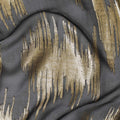 Black Premium pure French (Fransawi) silk chiffon fabric with gold metallic lurex in abstract design-D16284