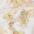 Off white Premium pure French (Fransawi) silk chiffon fabric with peach, gold viscose having gold metallic lurex in floral design-D16285