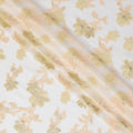 Off white Premium pure French (Fransawi) silk chiffon fabric with peach, gold viscose having gold metallic lurex in floral design-D16285