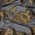 Black Premium pure French (Fransawi) silk chiffon fabric with gold viscose and metallic lurex in floral design-D16288