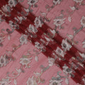 Barn red Premium pure French (Fransawi) silk chiffon fabric with silver grey viscose and metallic lurex in floral design-D16289