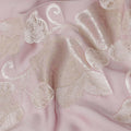 قماش شيفون حريري فرنسي (فرنساوي) فاخر باللون الوردي الوردي بنفس اللون، فيسكوز بيج مع لوركس معدني ذهبي بتصميم زهور -D16294