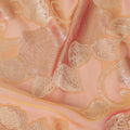 Orange Premium pure French (Fransawi) silk chiffon fabric with same tone, beige viscose having gold metallic lurex in floral design-D16295