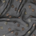 Black Premium pure French (Fransawi) silk chiffon fabric with gold and copper metallic lurex in geometric design-D16441 Regal Fabrics