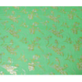 Lime green Premium pure silk chiffon fabric with gold and silver metallic lurex in floral design-D16444