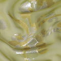 Lime green Premium pure silk chiffon fabric with gold and silver metallic lurex in floral design-D16445