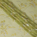 Lime green Premium pure silk chiffon fabric with gold and silver metallic lurex in floral design-D16445