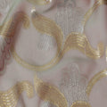 Light olive, onion pink Premium pure silk chiffon fabric with gold and silver metallic lurex in floral design-D16450