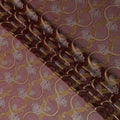 Maroon Premium pure silk chiffon fabric with gold and silver metallic lurex in floral design-D16452