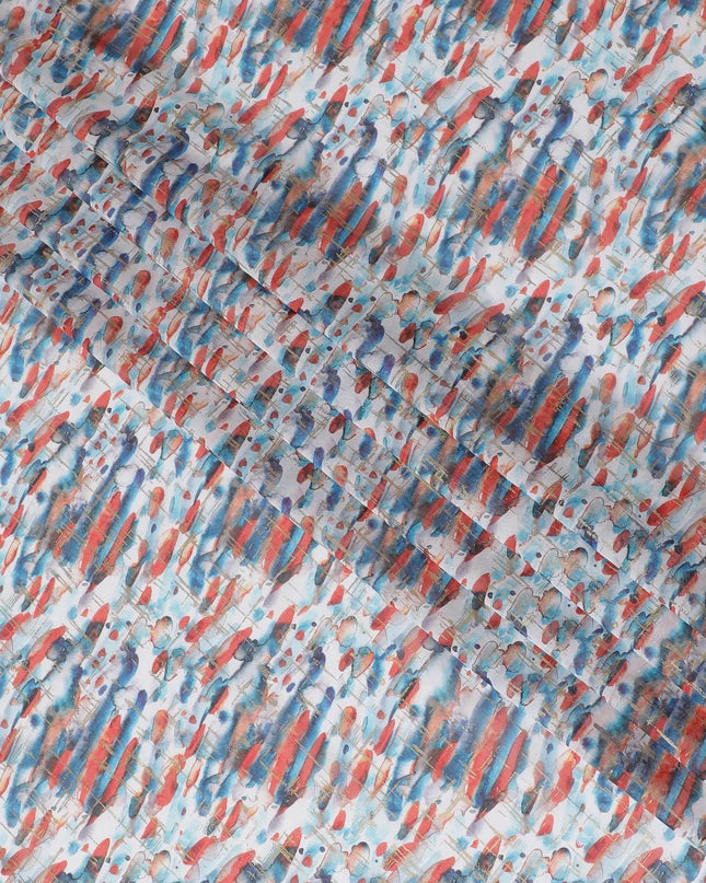 Multicolor pure cotton voile fabric with gold foil print in abstract design-D16555 Regal Fabrics
