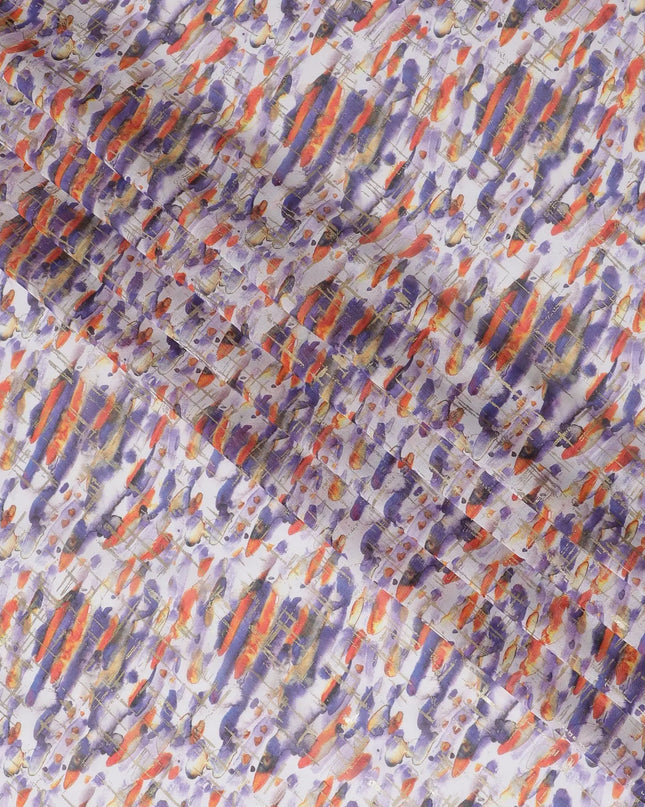 Multicolor pure cotton voile fabric with gold foil print in abstract design-D16557 Regal Fabrics