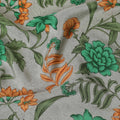 Mink grey Premium pure silk crepe fabric with multicolor print in floral design-D16689 Regal Fabrics