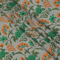 Mink grey Premium pure silk crepe fabric with multicolor print in floral design-D16689 Regal Fabrics