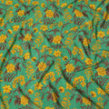 Paris green Premium pure silk crepe fabric with multicolor print in floral design-D16690