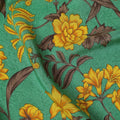 Paris green Premium pure silk crepe fabric with multicolor print in floral design-D16690