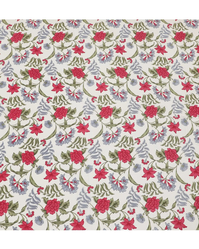 Cream Premium pure silk crepe fabric with multicolor print in floral design-D16692 Regal Fabrics