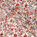 Cream Premium pure silk crepe fabric with multicolor print in floral design-D16693