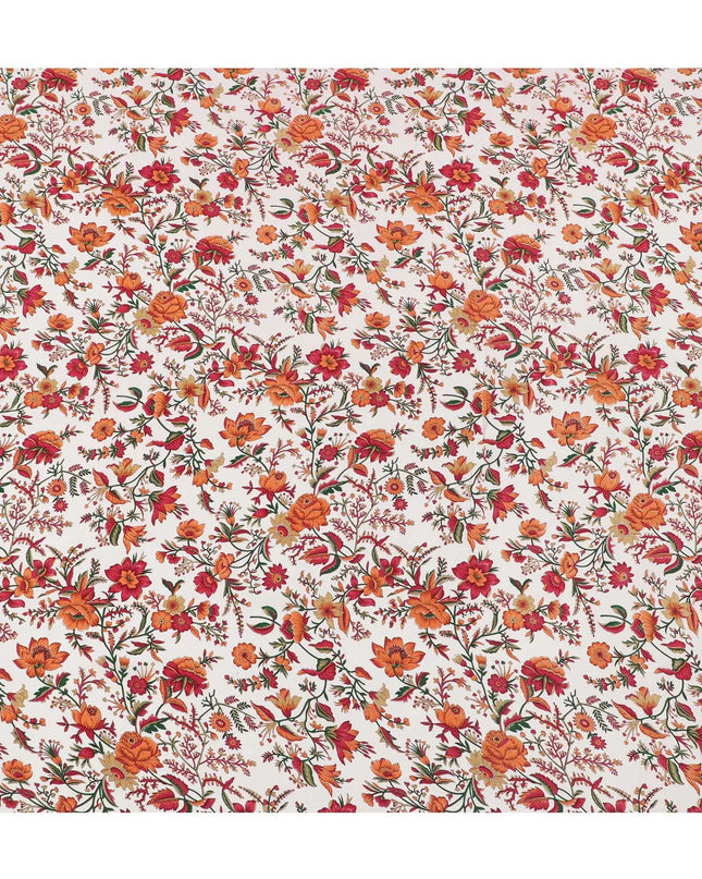 Cream Premium pure silk crepe fabric with multicolor print in floral design-D16693 Regal Fabrics