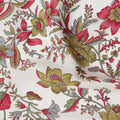 Cream Premium pure silk crepe fabric with multicolor print in floral design-D16694