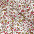 Cream Premium pure silk crepe fabric with multicolor print in floral design-D16694