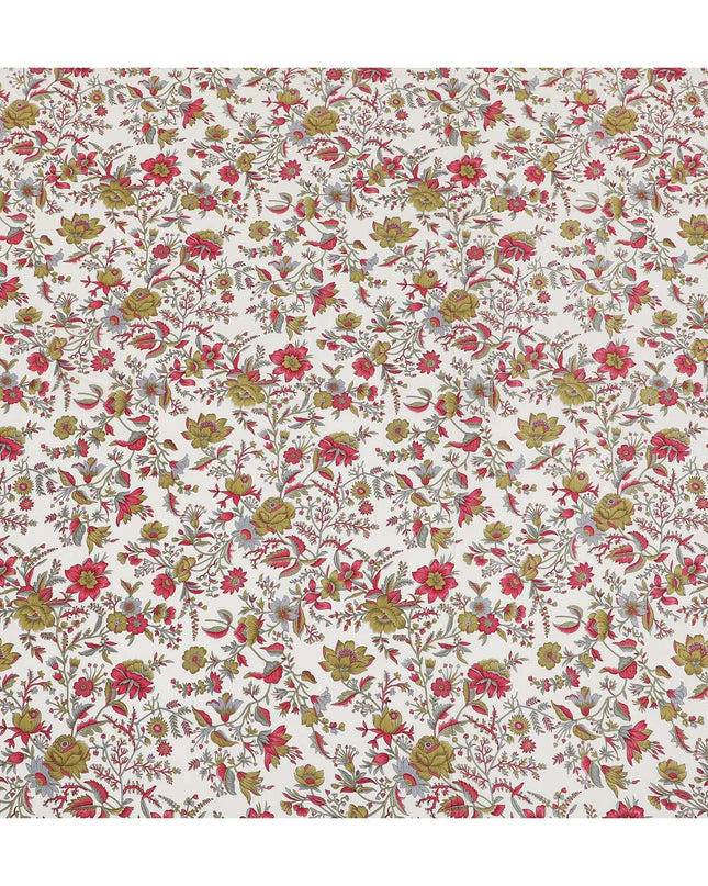 Cream Premium pure silk crepe fabric with multicolor print in floral design-D16694 Regal Fabrics