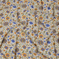 Cream Premium pure silk crepe fabric with multicolor print in floral design-D16704 Regal Fabrics
