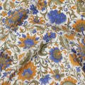 Cream Premium pure silk crepe fabric with multicolor print in floral design-D16704 Regal Fabrics