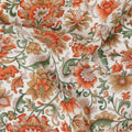 Cream Premium pure silk crepe fabric with multicolor print in floral design-D16706 Regal Fabrics
