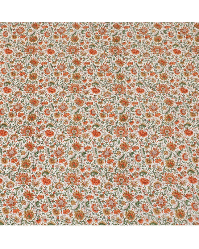 Cream Premium pure silk crepe fabric with multicolor print in floral design-D16706 Regal Fabrics
