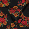 Black Premium pure silk crepe fabric with multicolor print in floral design-D16708