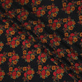 Black Premium pure silk crepe fabric with multicolor print in floral design-D16708