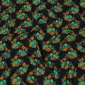 Black Premium pure silk crepe fabric with multicolor print in floral design-D16709