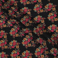 Black Premium pure silk crepe fabric with multicolor print in floral design-D16710