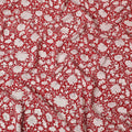 Crimson red Premium pure silk crepe fabric with white and black print in floral design-D16712