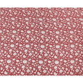 Crimson red Premium pure silk crepe fabric with white and black print in floral design-D16712