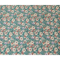 Jade green synthetic organza fabric with multicolor print in floral design-D16747 Regal Fabrics