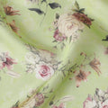 Mint green synthetic organza fabric with multicolor print in floral design-D16755 Regal Fabrics