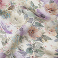 Cream synthetic organza fabric with multicolor print in floral design-D16760 Regal Fabrics